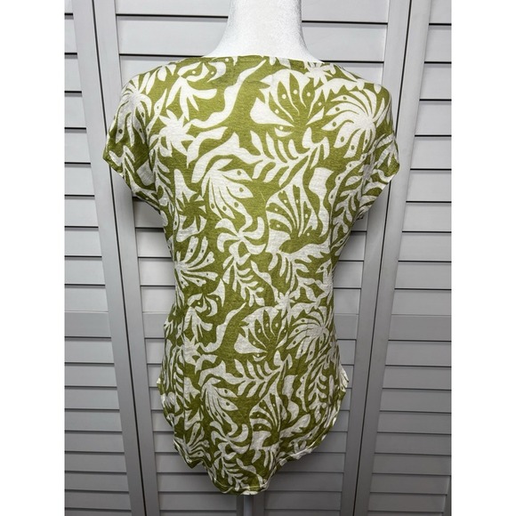 Rachel Zoe 100% Linen Tropical Print Boat Neck Cap Sleeve Top Size Small - Picture 8 of 8